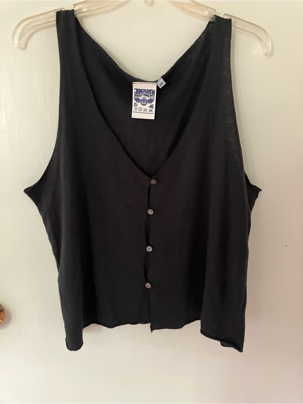 Jungmaven Anacapa Black Button-Front Tank Top